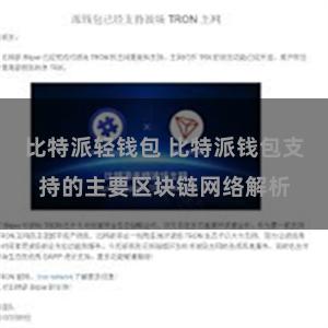 比特派轻钱包 比特派钱包支持的主要区块链网络解析